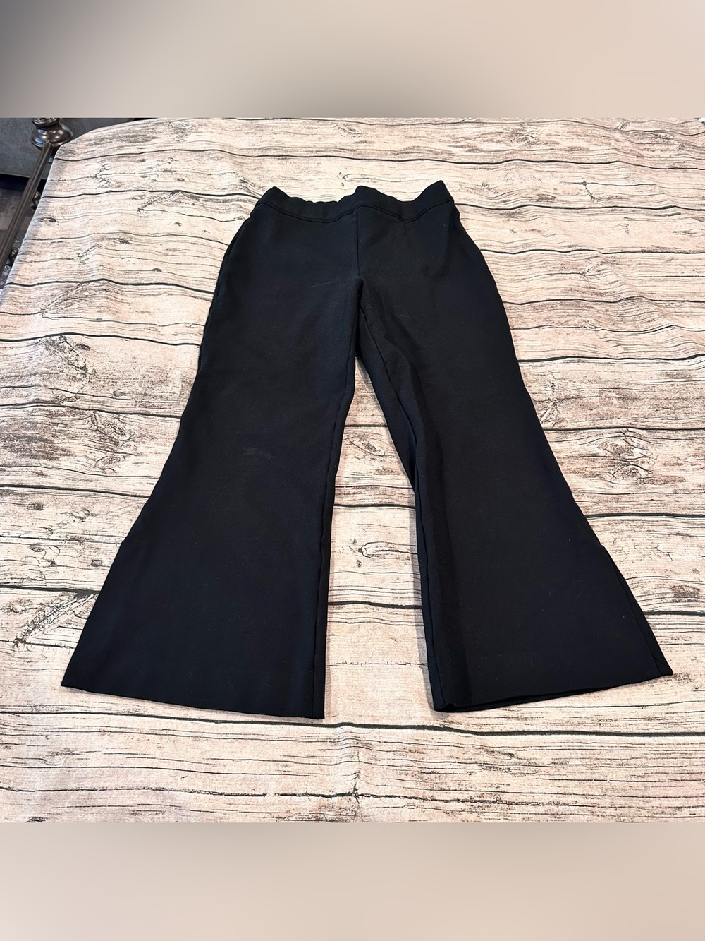 SPANX Black Ponte Shaping Wide-Leg Cropped Pull-On Pants Size Medium